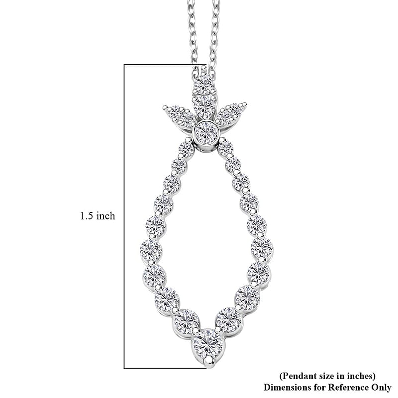 Clarte Icicle Collection Moissanite 1.10 ctw Pendant Necklace in Platinum Over Sterling Silver 18-20 Inches