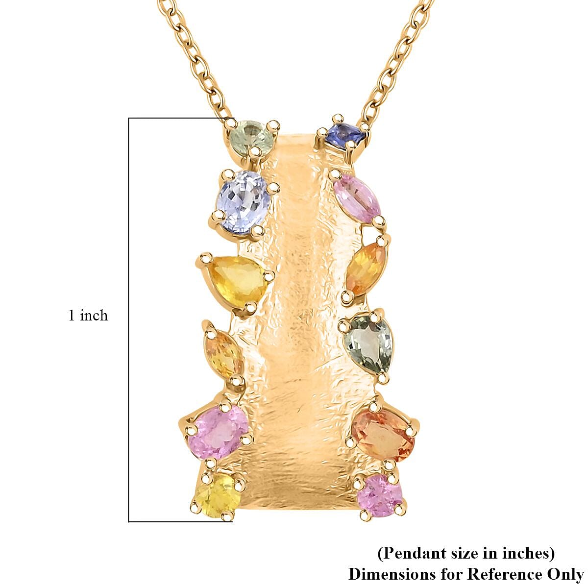 Multi-Sapphire 1.65 ctw Pendant Necklace in 14K Yellow Gold Over Sterling Silver 18 Inches