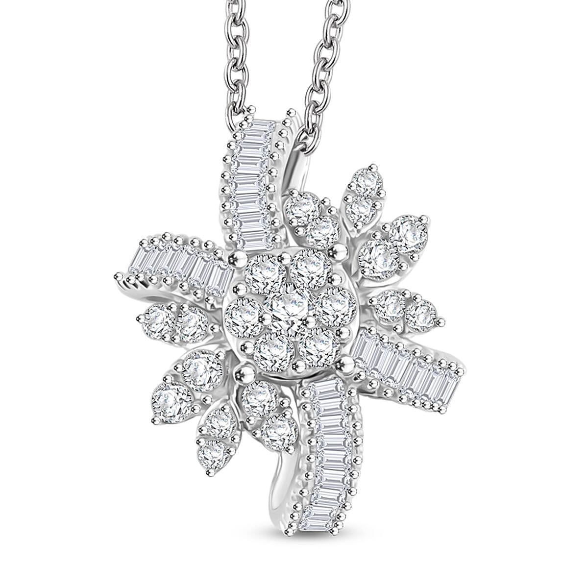 Clarte Snowflake Collection Moissanite 1.40 ctw Pendant Necklace in Sterling Silver 18 Inches image number 0