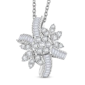 Clarte Snowflake Collection Moissanite 1.40 ctw Pendant Necklace in Sterling Silver 18 Inches