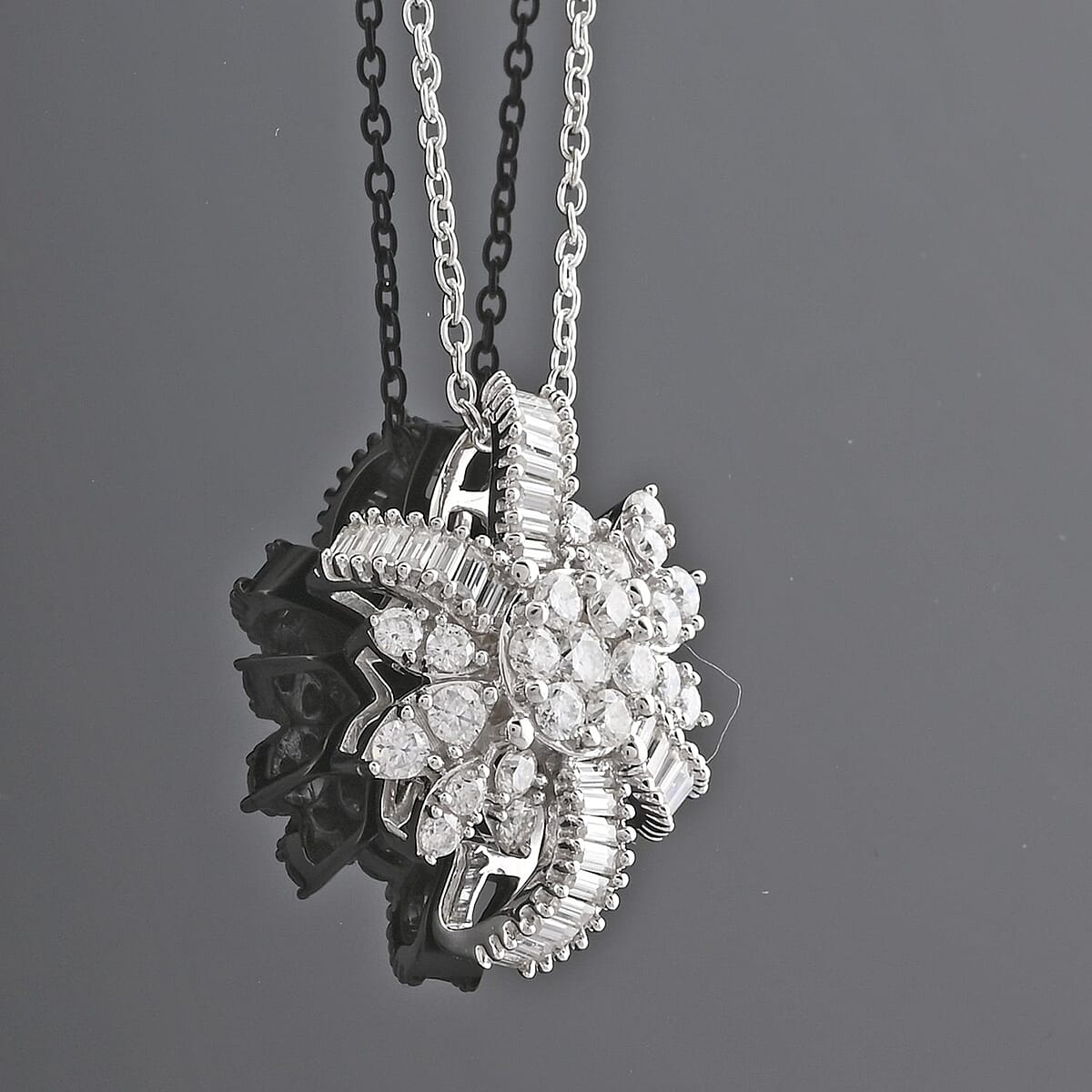 Clarte Snowflake Collection Moissanite 1.40 ctw Pendant Necklace in Sterling Silver 18 Inches image number 1