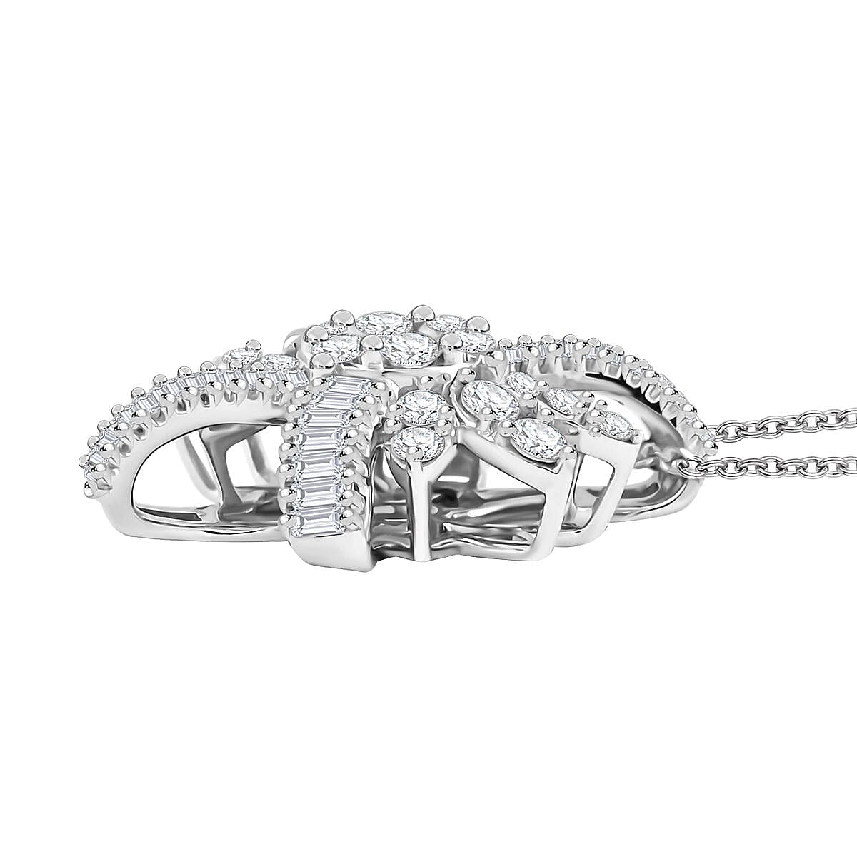 Clarte Snowflake Collection Moissanite 1.40 ctw Pendant Necklace in Sterling Silver 18 Inches image number 3