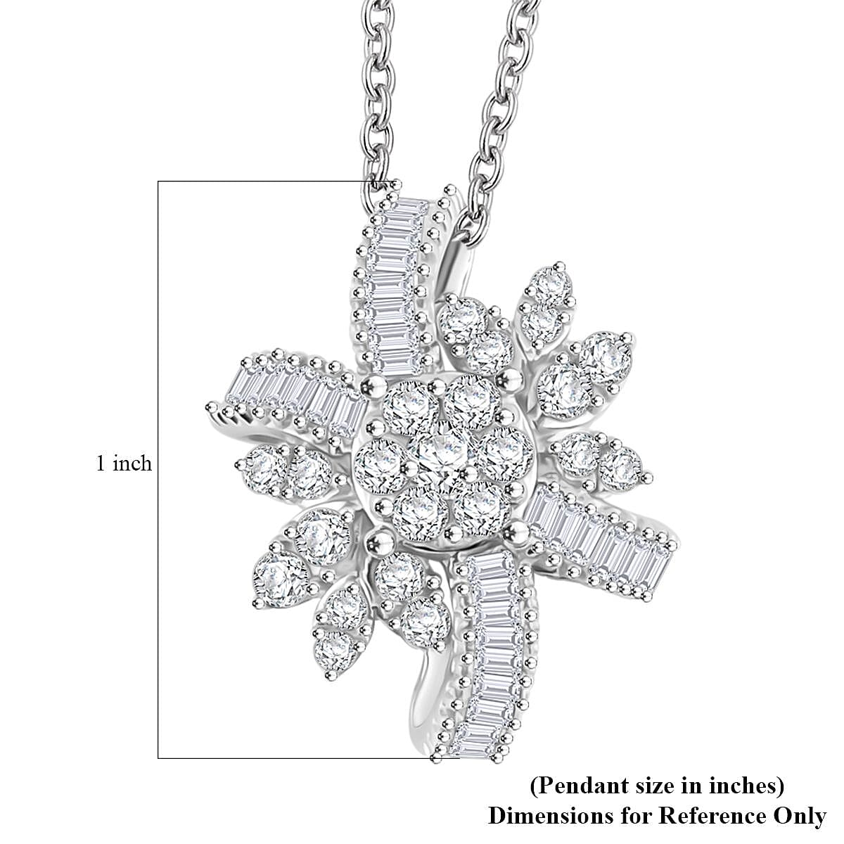 Clarte Snowflake Collection Moissanite 1.40 ctw Pendant Necklace in Sterling Silver 18 Inches image number 5