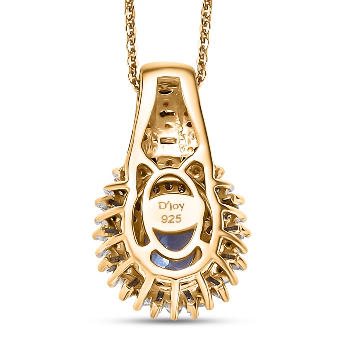 D'Joy Tanzanite, Natural Champagne and White Diamond 1.25 ctw Pendant Necklace 20 Inches in 18K Vermeil Yellow Gold Over Sterling Silver image number 4