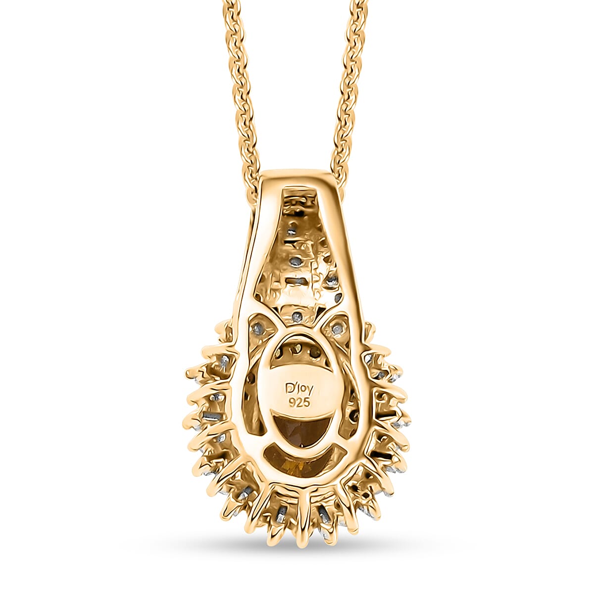 D'Joy Golden Tanzanite, Yellow and White Diamond 1.25 ctw Radiant Sunburst Pendant Necklace 20 Inches in 18K Vermeil Yellow Gold Over Sterling Silver