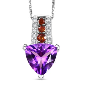Moroccan Rose and Multi Gemstone 2.60 ctw Modern Elegance Pendant Necklace in Platinum Over Sterling Silver 20 Inches 