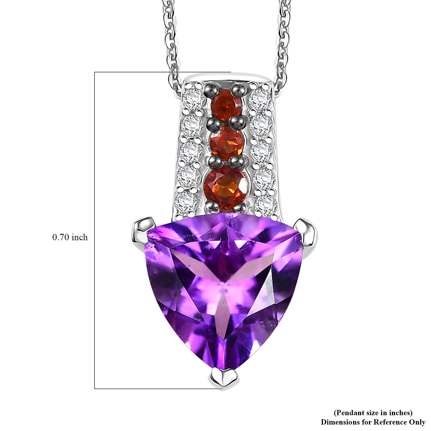 D'Joy Moroccan Rose and Multi Gemstone 2.60 ctw Modern Elegance Pendant Necklace in Platinum Over Sterling Silver 20 Inches 