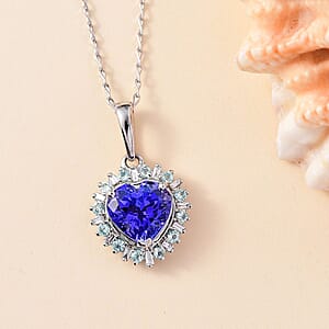 Rhapsody 950 Platinum AAAA Tanzanite, Paraiba Tourmaline, Diamond (E-F VS2) Pendant Necklace (20 Inches) (4.45 g) 2.15 ctw