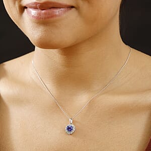 Rhapsody 950 Platinum AAAA Tanzanite, Paraiba Tourmaline, Diamond (E-F VS2) Pendant Necklace (20 Inches) (4.45 g) 2.15 ctw