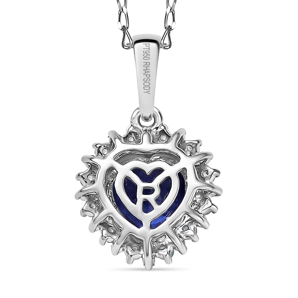 Rhapsody 950 Platinum AAAA Tanzanite, Paraiba Tourmaline, Diamond (E-F VS2) Pendant Necklace (20 Inches) (4.45 g) 2.15 ctw