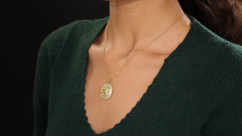 Premium Madagascar Yellow Sapphire and Moissanite 3.65 ctw Majesty Pendant Necklace in 18K Vermeil Yellow Gold Over Sterling Silver 20 Inches