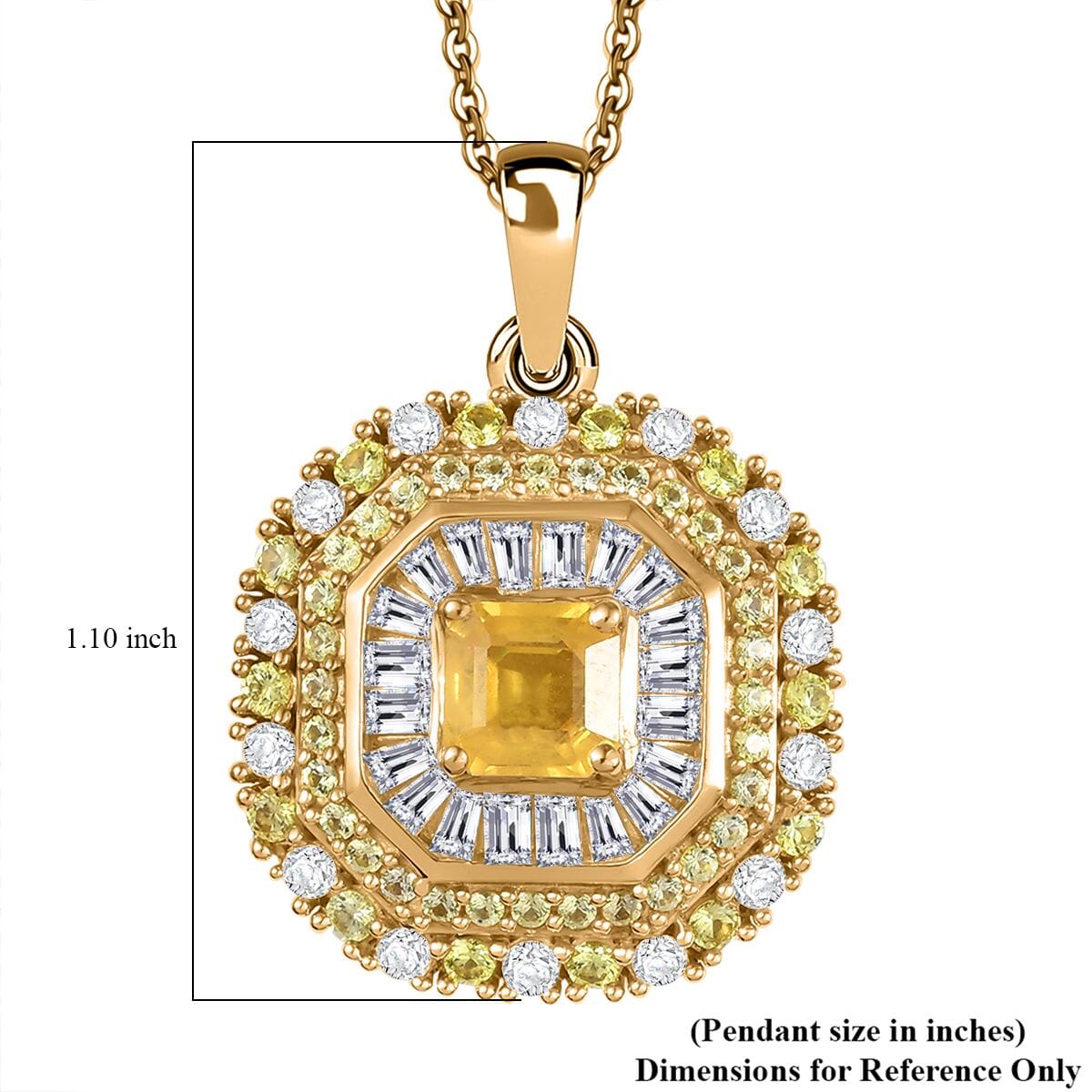 Premium Madagascar Yellow Sapphire and Moissanite 3.65 ctw Majesty Pendant Necklace in 18K Vermeil Yellow Gold Over Sterling Silver 20 Inches image number 4