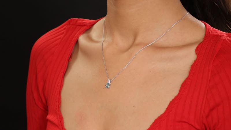 Combodian Blue Zircon and Multi Gemstone 1.50 ctw Pendant Necklace in Rhodium Over Sterling Silver 20 Inches