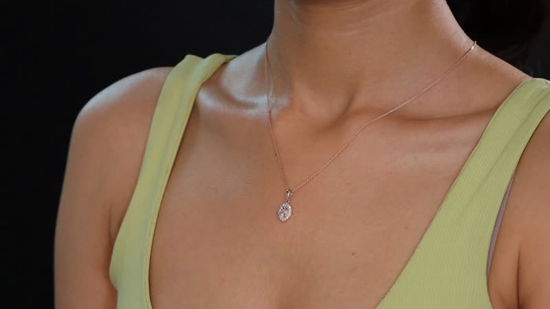 Pink Morganite and White Zircon 0.90 ctw Pendant Necklace in 18K Vermeil Rose Gold Sterling Silver 20 Inches