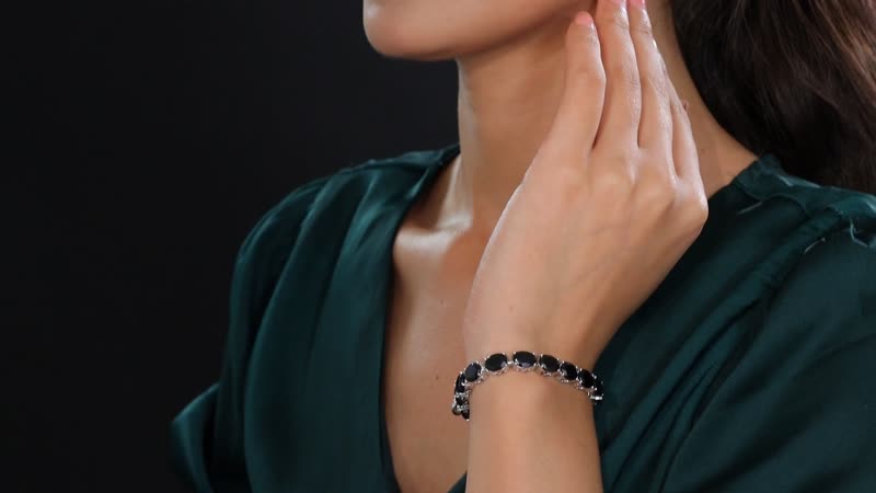2 Piece Set - Karis Thai Black Spinel, Natural Champagne Zircon Linking Bracelet (6.50In) and Solitaire Stud Earrings in Platinum Bond 38.10 ctw