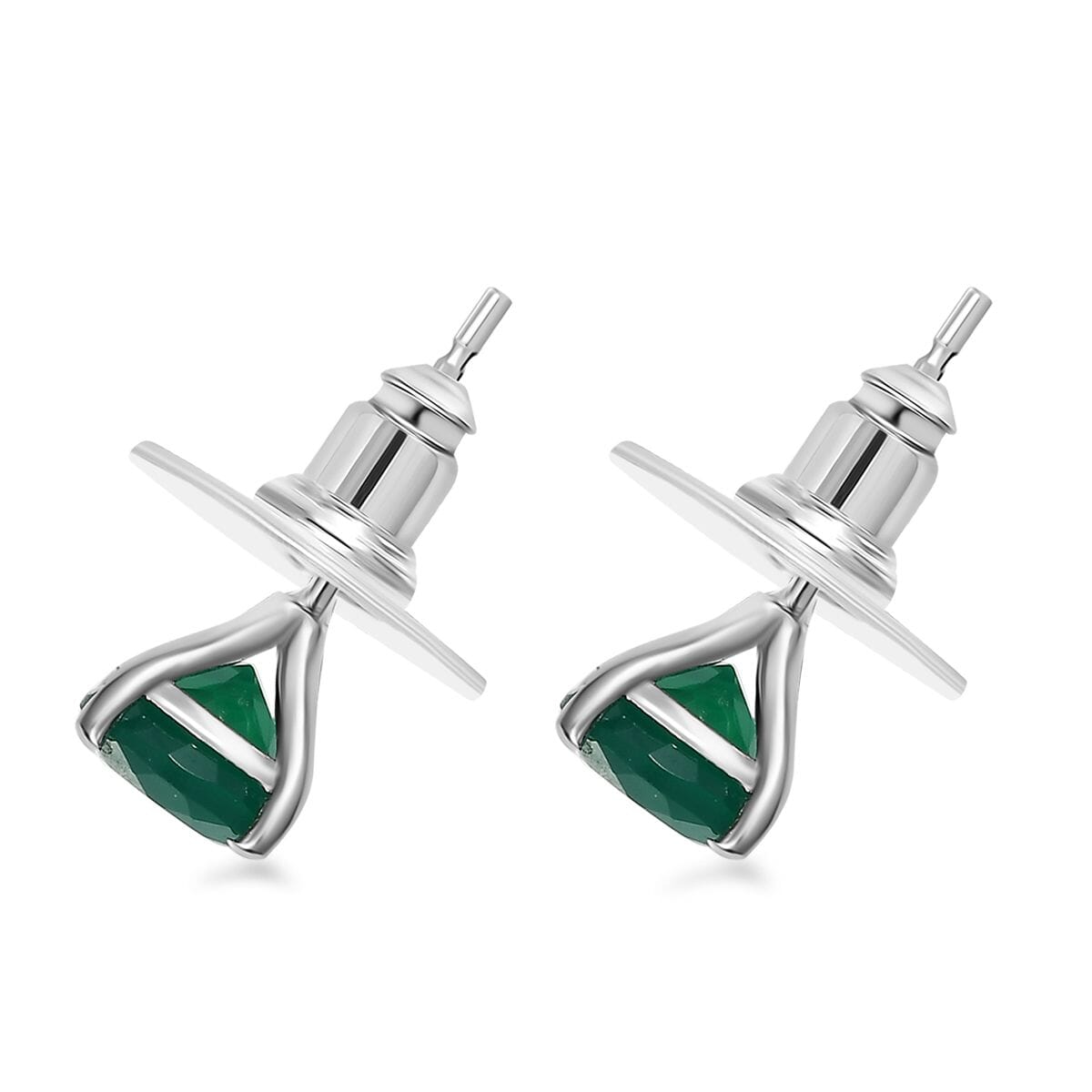 2 Piece Set - Karis Green Onyx, Natural Champagne Zircon Linking Bracelet (6.50In) and Solitaire Stud Earrings in Platinum Bond 38.30 ctw image number 7