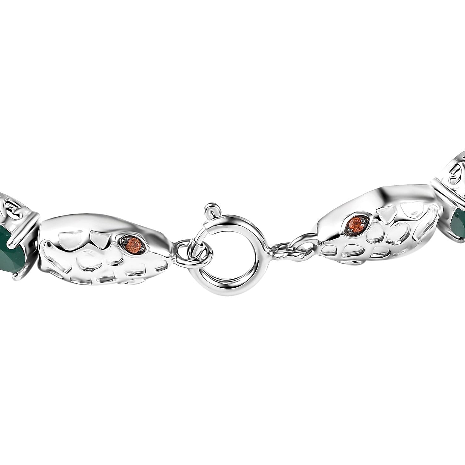 2 Piece Set - Karis Green Onyx, Natural Champagne Zircon 45.25 ctw Linking Bracelet (7.25In) and Solitaire Stud Earrings in Platinum Bond
