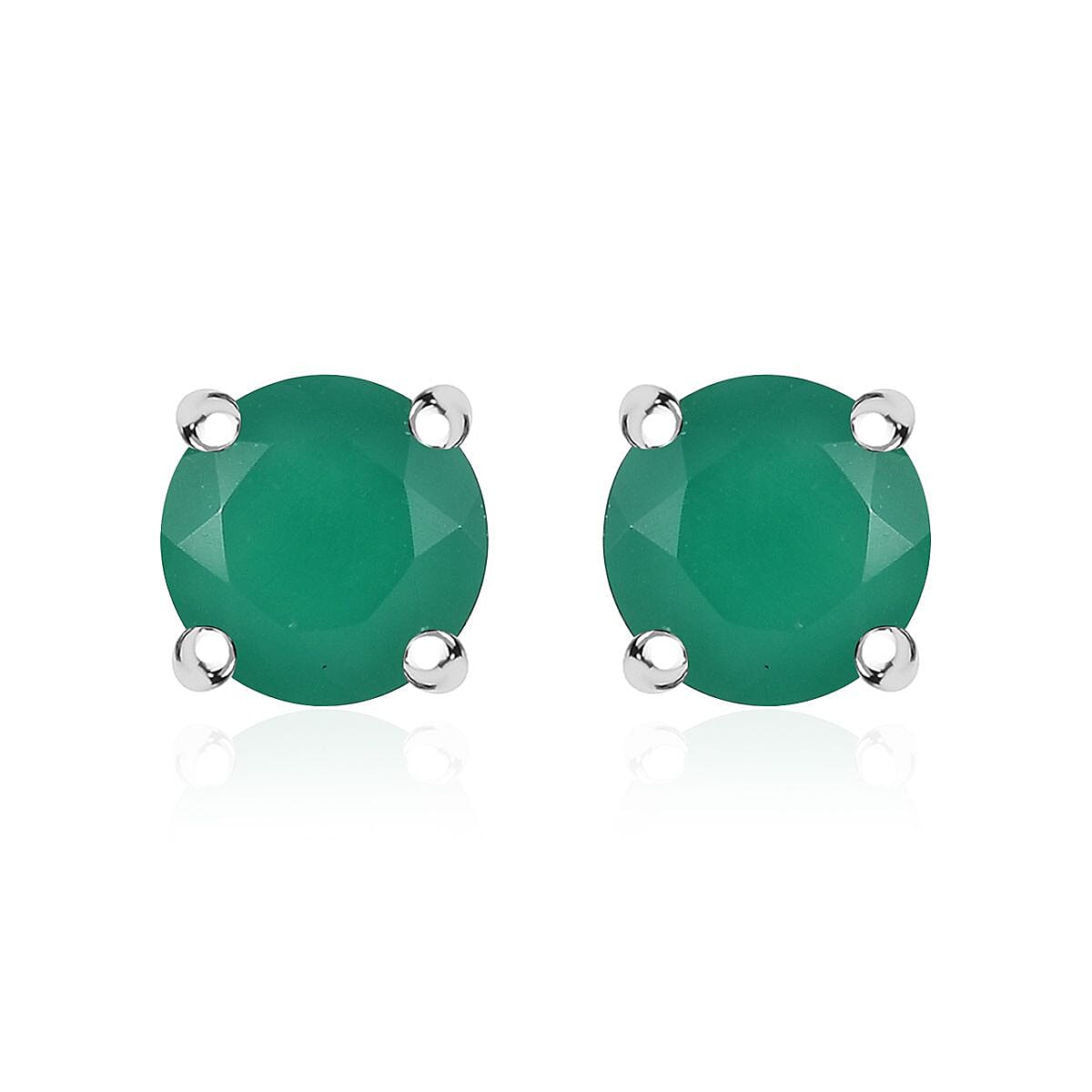 2 Piece Set - Karis Green Onyx, Natural Champagne Zircon 45.25 ctw Linking Bracelet (7.25In) and Solitaire Stud Earrings in Platinum Bond