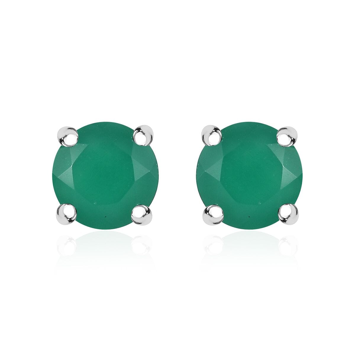 2 Piece Set - Karis Green Onyx, Natural Champagne Zircon 45.25 ctw Linking Bracelet (7.25In) and Solitaire Stud Earrings in Platinum Bond  image number 6