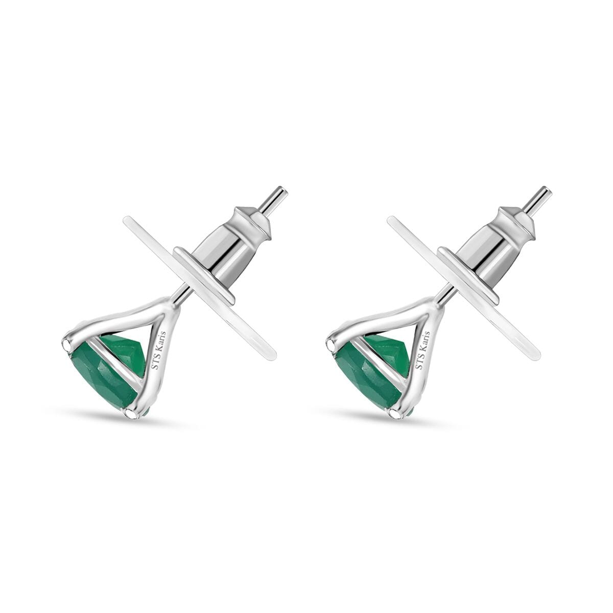 2 Piece Set - Karis Green Onyx, Natural Champagne Zircon 45.25 ctw Linking Bracelet (7.25In) and Solitaire Stud Earrings in Platinum Bond  image number 7