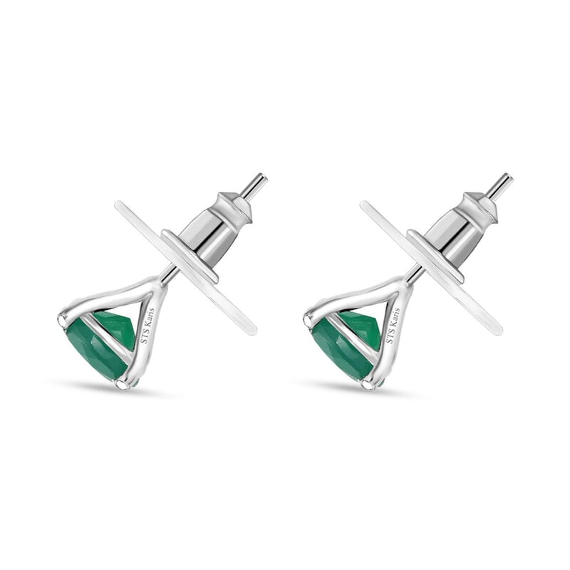 2 Piece Set - Karis Green Onyx, Natural Champagne Zircon 45.25 ctw Linking Bracelet (7.25In) and Solitaire Stud Earrings in Platinum Bond