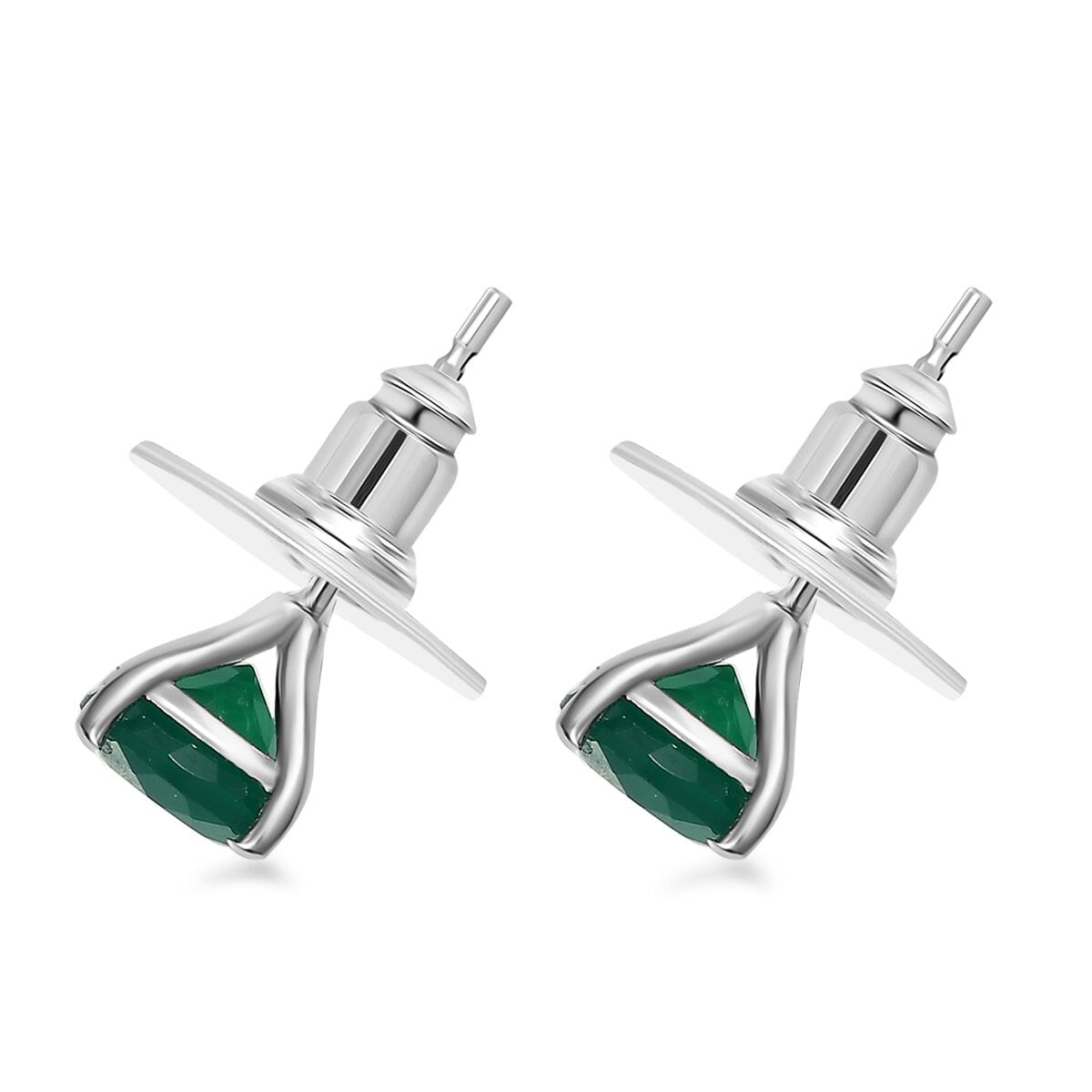 2 Piece Set - Karis Green Onyx, Natural Champagne Zircon Linking Bracelet (8.00In) and Solitaire Stud Earrings in Platinum Bond 47.90 ctw image number 7