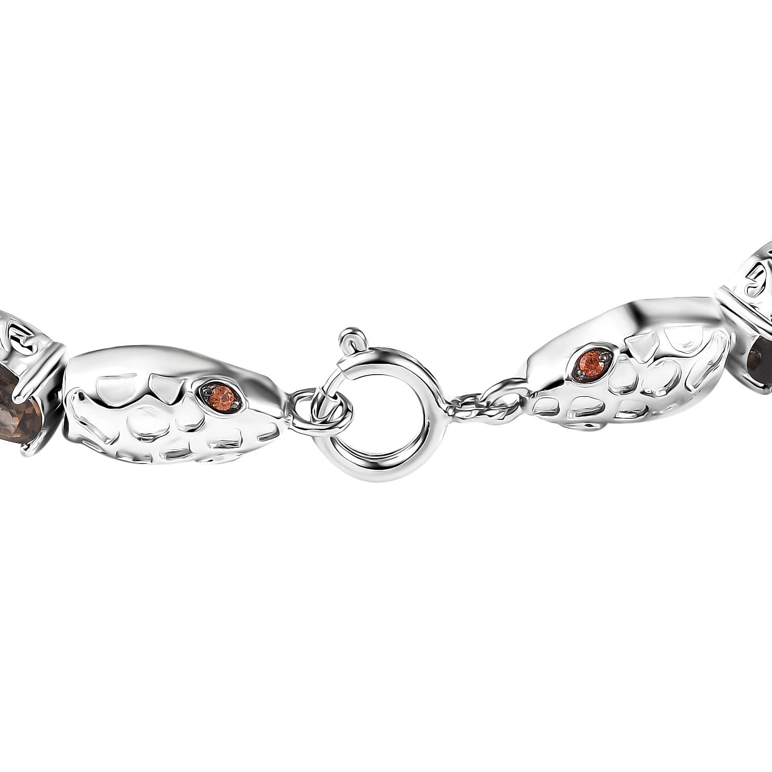 2 Piece Set - Karis Brazilian Smoky Quartz, Natural Champagne Zircon Linking Bracelet (7.25In) and Solitaire Stud Earrings in Platinum Bond 43.20 ctw