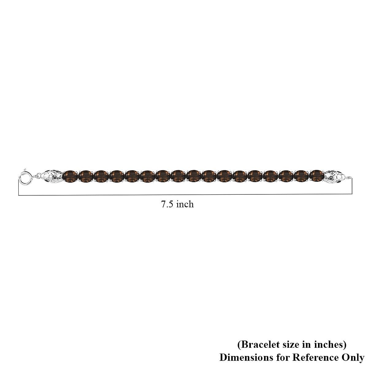 2 Piece Set - Karis Brazilian Smoky Quartz, Natural Champagne Zircon Linking Bracelet (7.25In) and Solitaire Stud Earrings in Platinum Bond 43.20 ctw