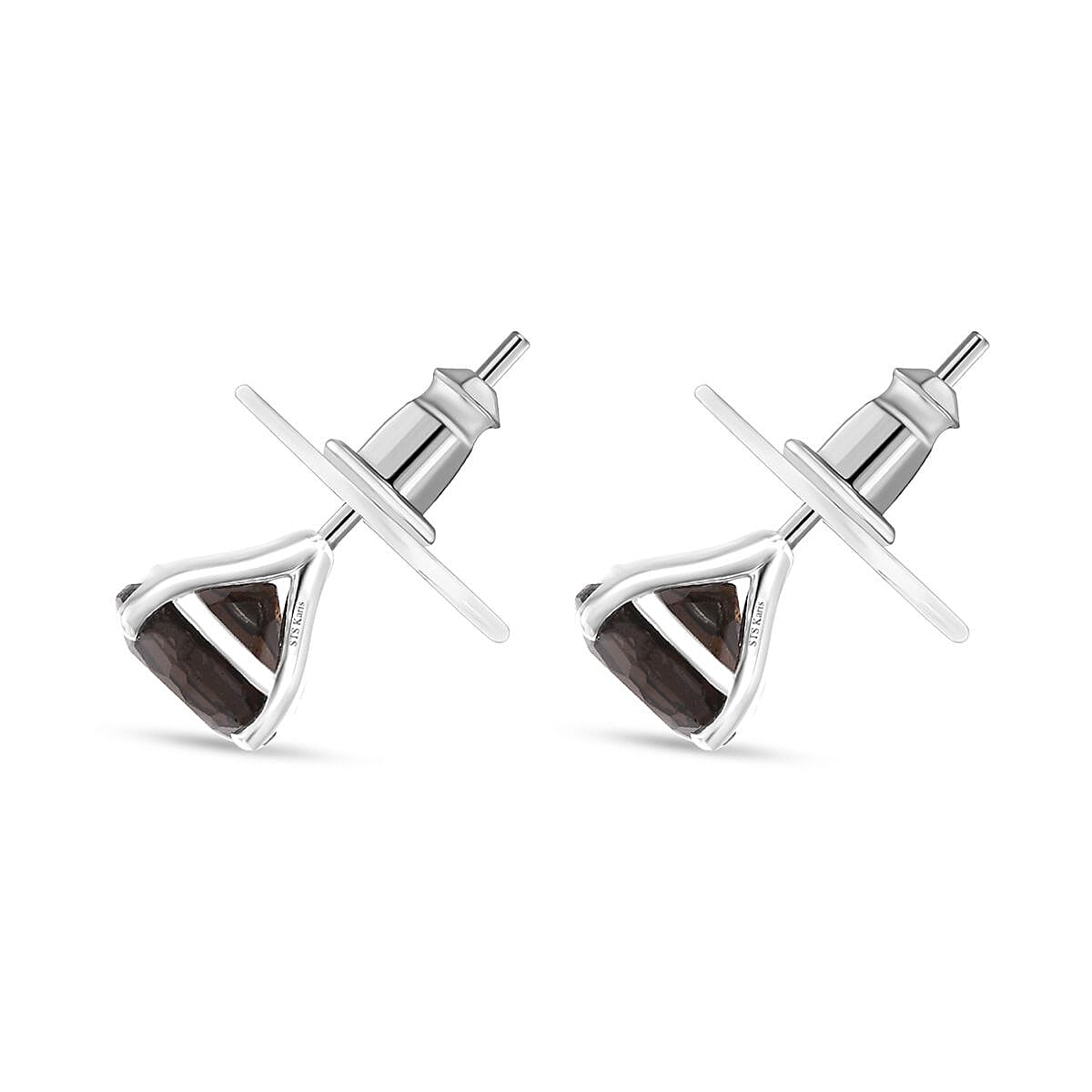 2 Piece Set - Karis Brazilian Smoky Quartz, Natural Champagne Zircon Linking Bracelet (7.25In) and Solitaire Stud Earrings in Platinum Bond 43.20 ctw