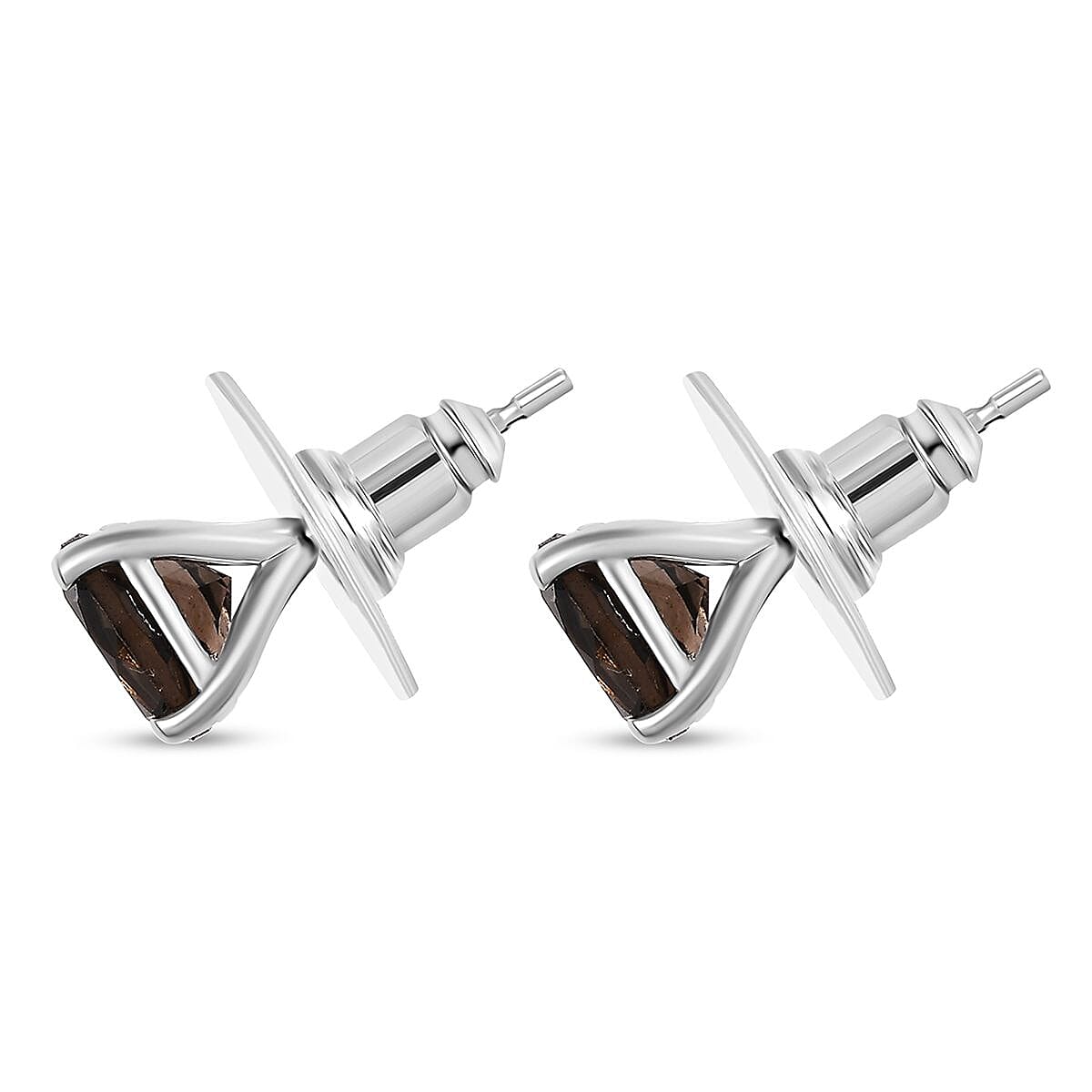 2Pc Set - Karis Brazilian Smoky Quartza and Natural Champagne Zircon 47.90 ctw Linking Bracelet (8.00In) and Solitaire Stud Earrings in Platinum Bond image number 6