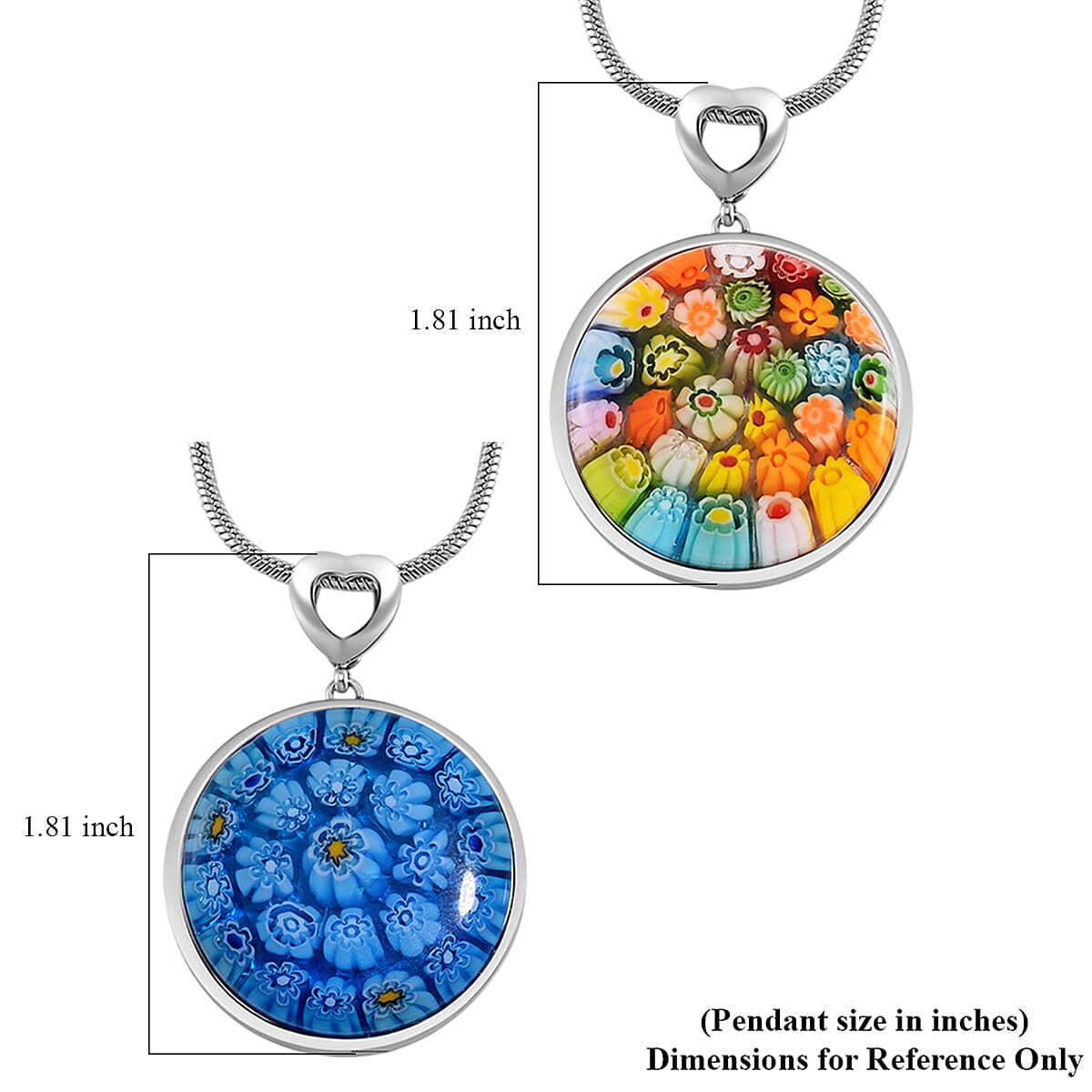 2 Piece Set - Multi Color Murano Style Pendant Necklace 24-28 Inches in Stainless Steel (Del. In 10-12 Days) image number 6