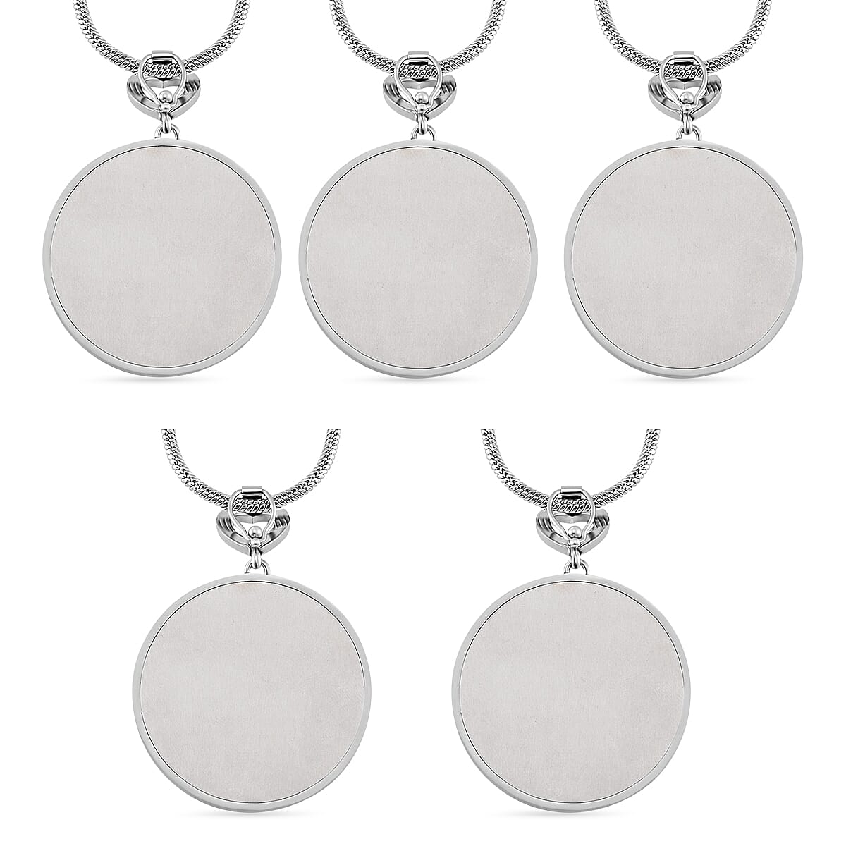 5 Piece Set - Multi Color Murano Style Pendant Necklace 24-28 Inches in Stainless Steel (Del. In 10-12 Days) image number 4