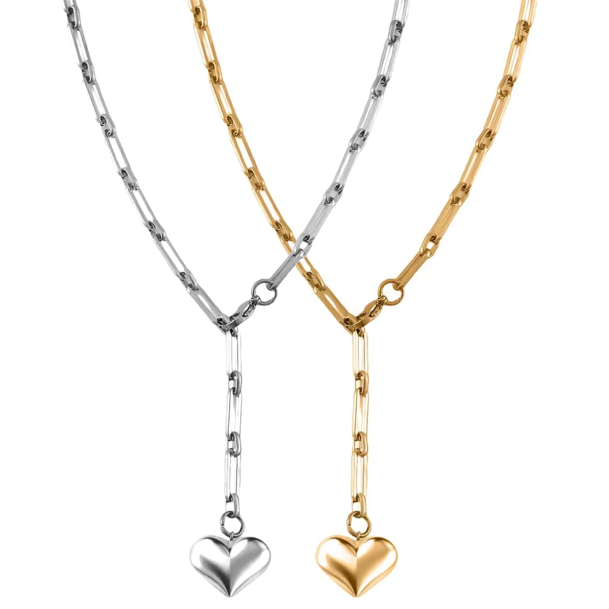 Set of 2 - Heart Necklace in ION Plated YG and Stainless Steel 22 Inches image number 0