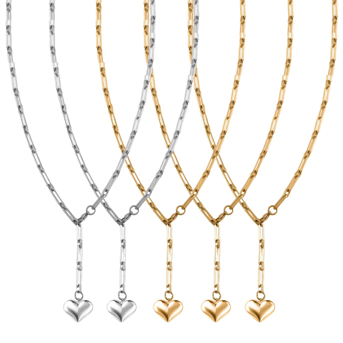 Set of 5 - Heart Necklace in ION Plated YG and Stainless Steel 22 Inches image number 0