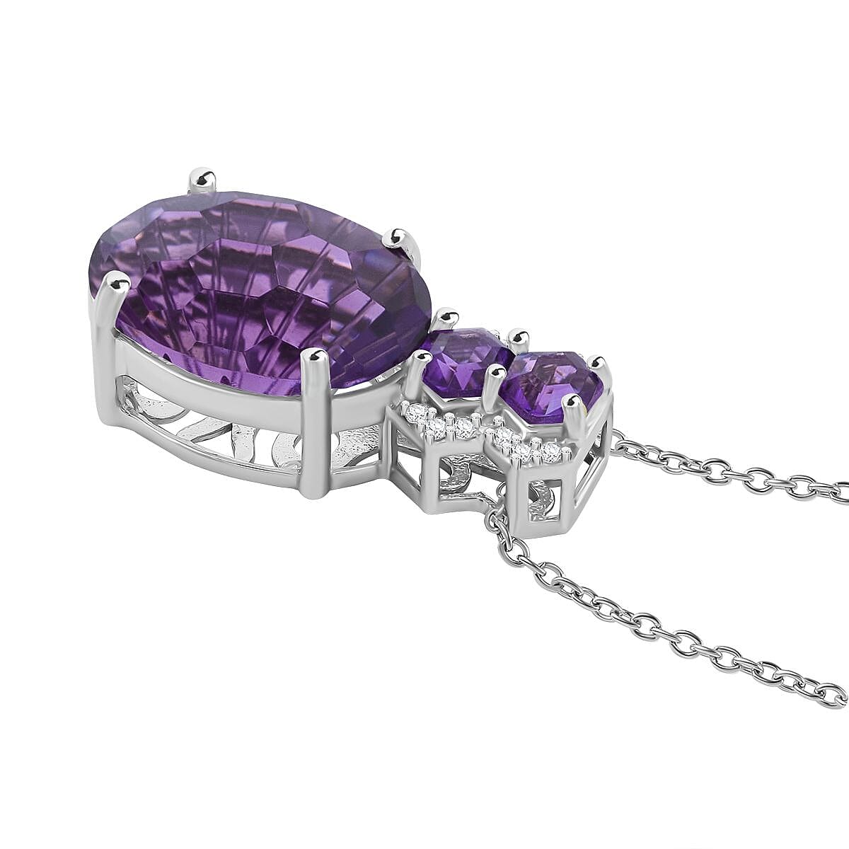 Buy Honeycomb Cut African Amethyst and White Zircon 10.10 ctw