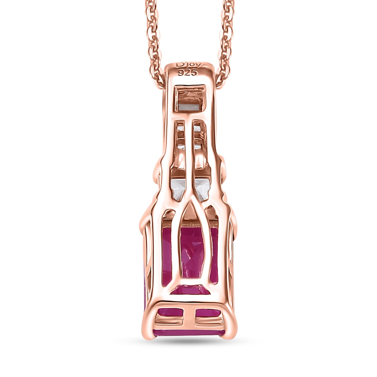 Niassa Ruby (FF) and White Zircon 2.90 ctw Pendant Necklace in 18K Vermeil Yellow Gold Over Sterling Silver 20 Inches image number 4