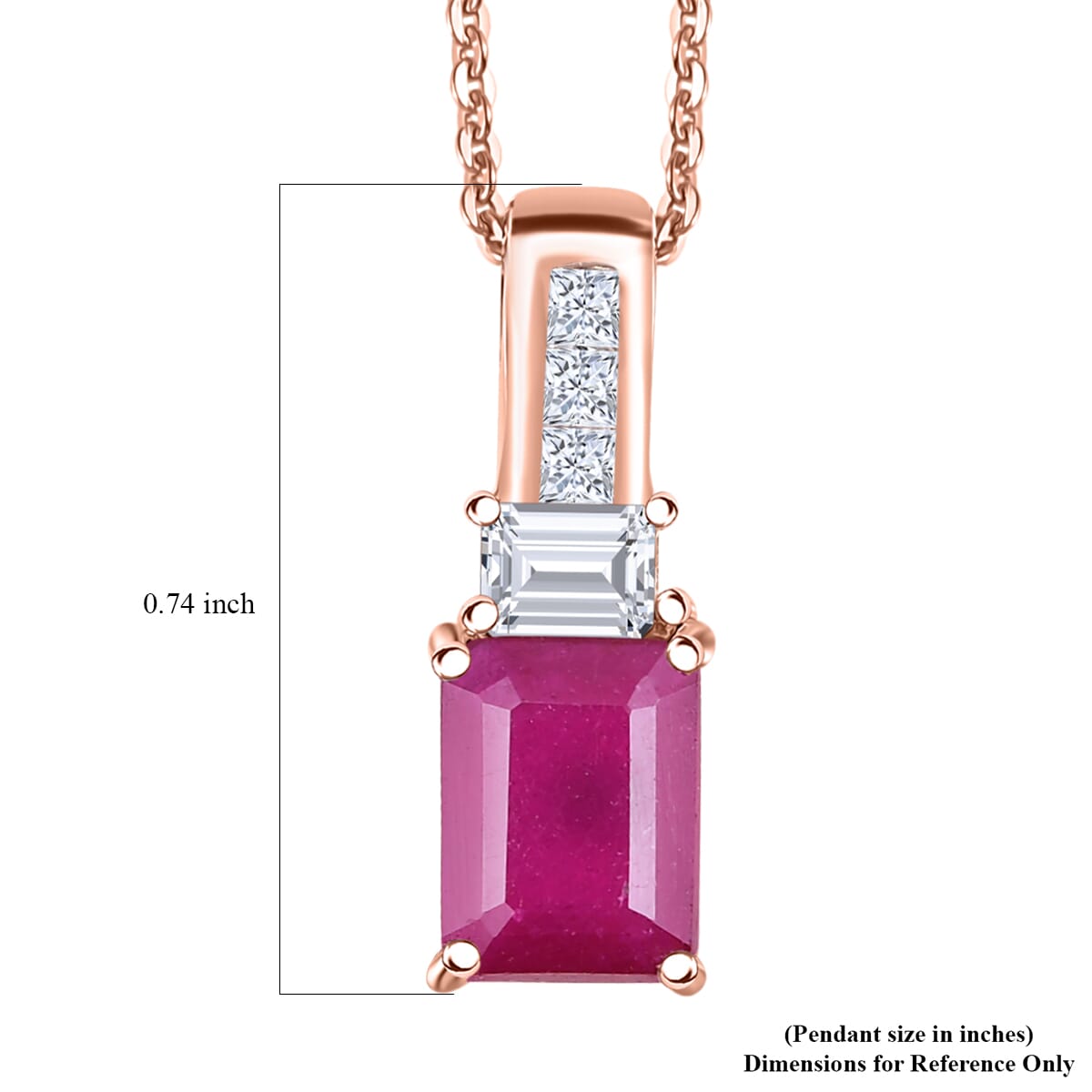 Niassa Ruby (FF) and White Zircon 2.90 ctw Pendant Necklace in 18K Vermeil Yellow Gold Over Sterling Silver 20 Inches image number 6