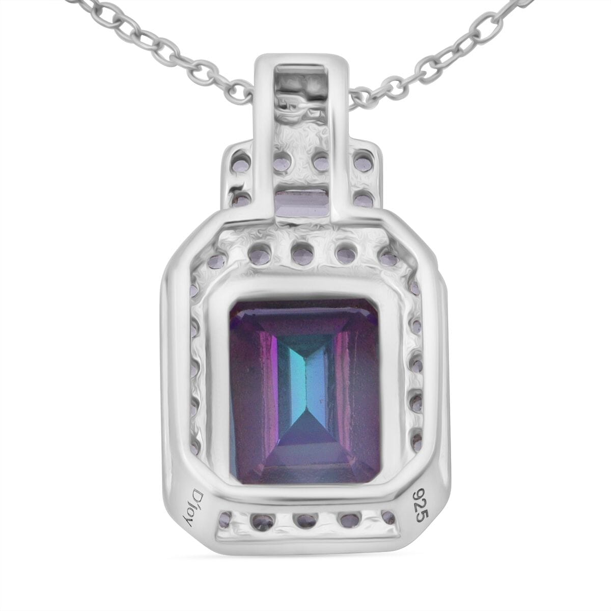 Green Mystic Topaz and White Topaz 3.35 ctw Halo Pendant Necklace in Rhodium Over Sterling Silver 20 Inches image number 3