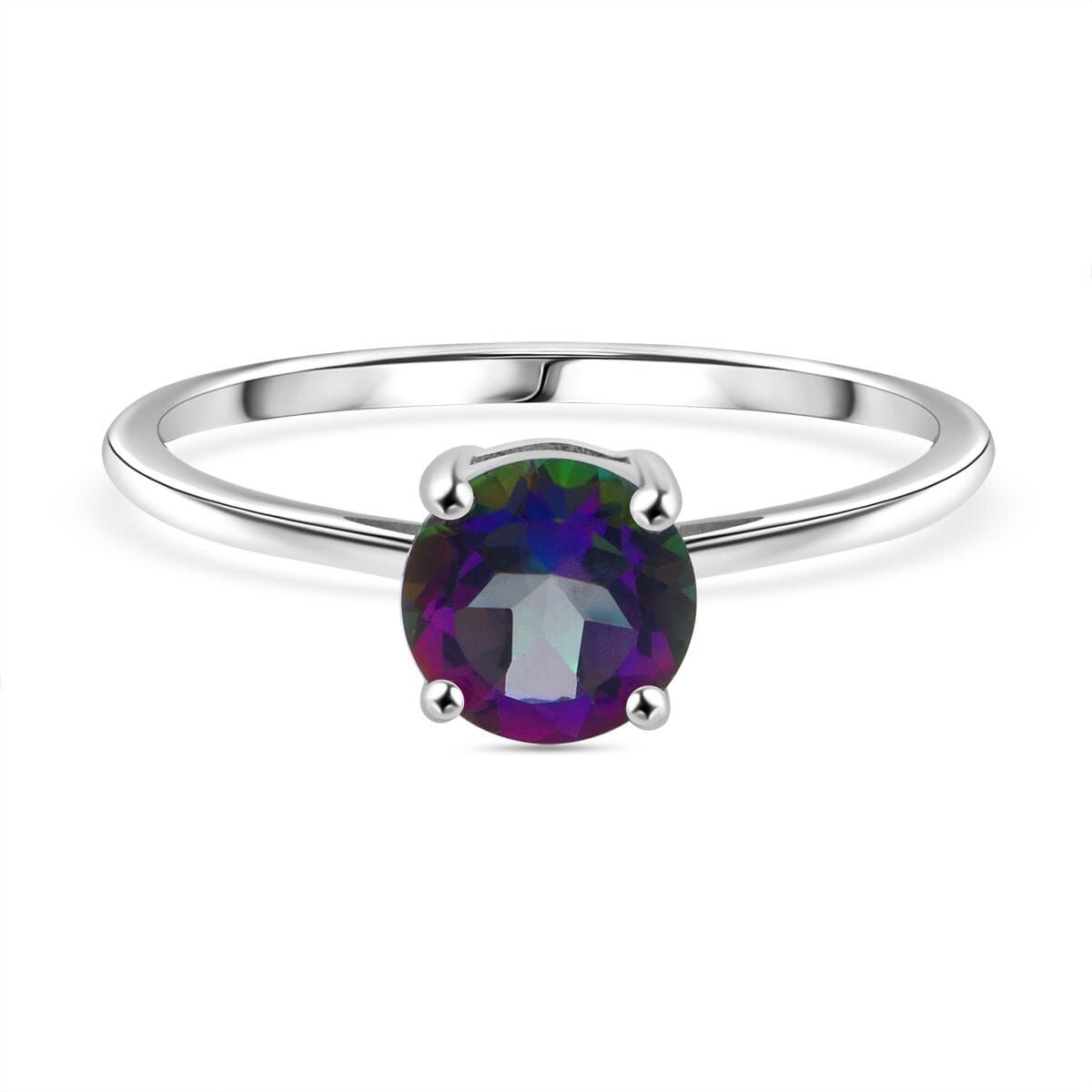 Green Mystic Topaz 3.25 ctw Stud Earrings, Solitaire Ring (Size 8.0) and Pendant Necklace 20 Inches in Rhodium Over Sterling Silver image number 2