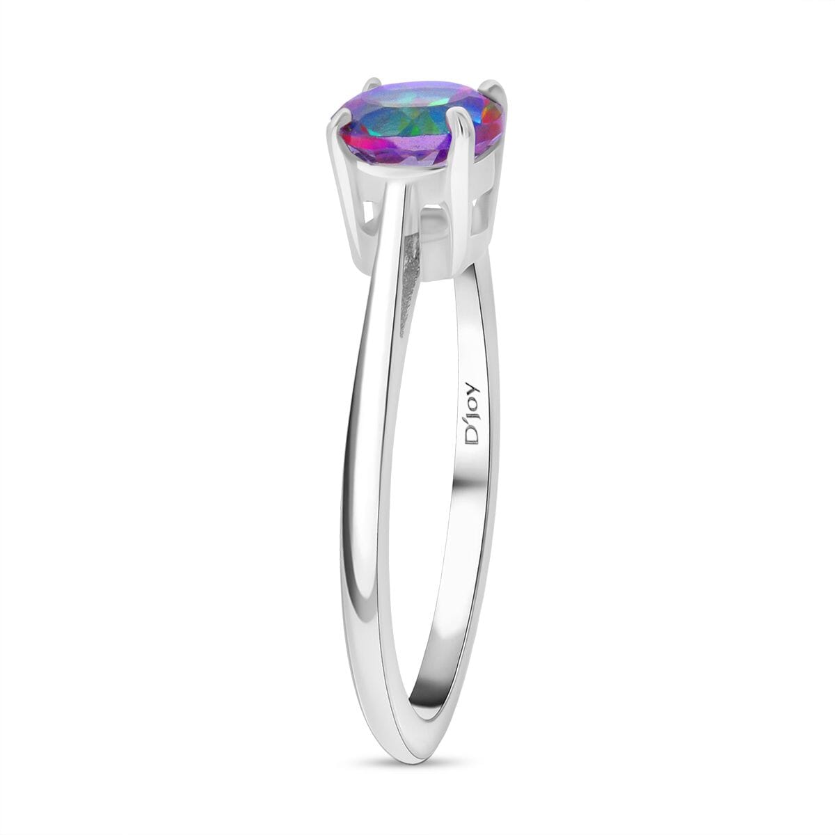 Green Mystic Topaz 3.25 ctw Stud Earrings, Solitaire Ring (Size 8.0) and Pendant Necklace 20 Inches in Rhodium Over Sterling Silver image number 3