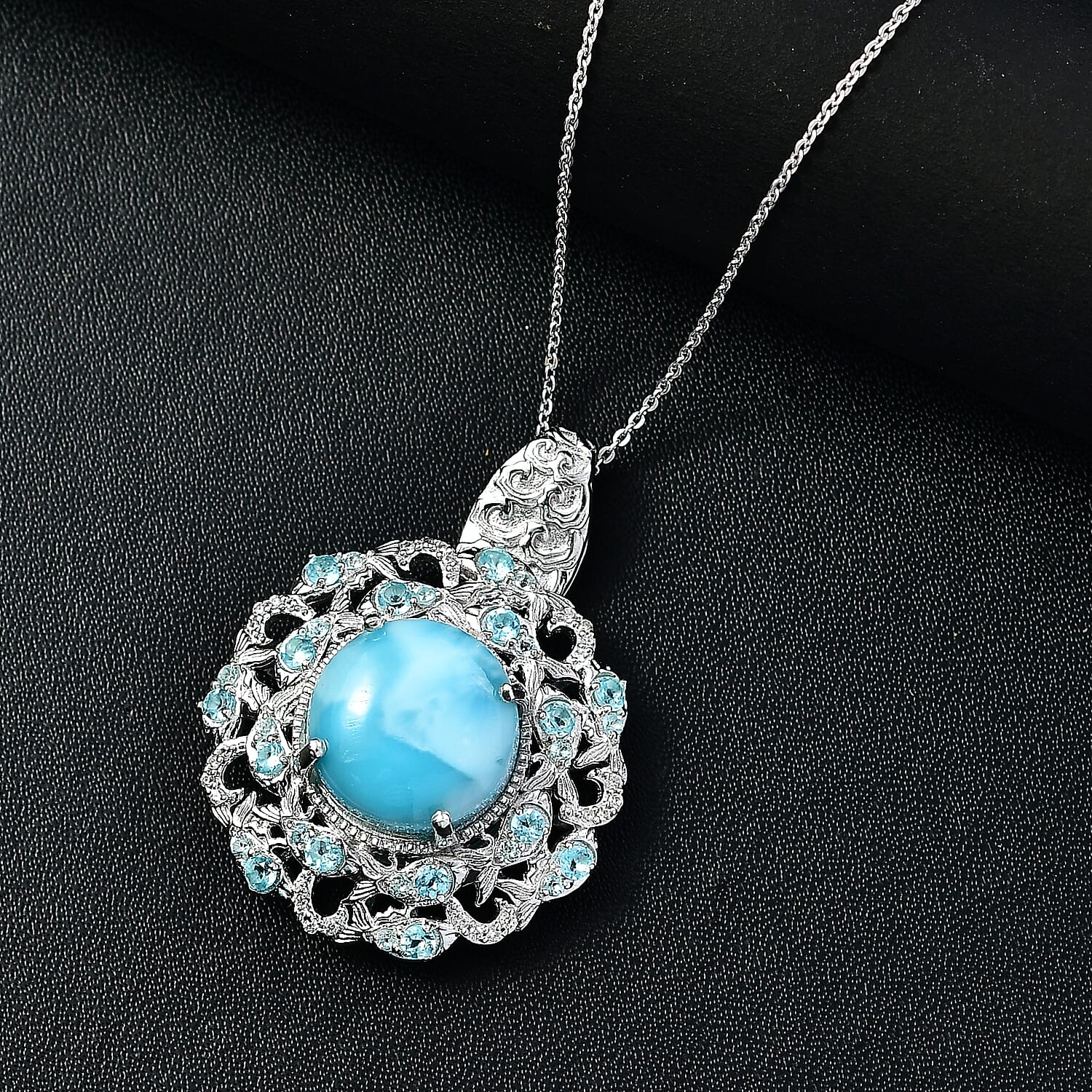 Buy Larimar and Multi Gemstone 13.00 ctw Fish Pendant Necklace in