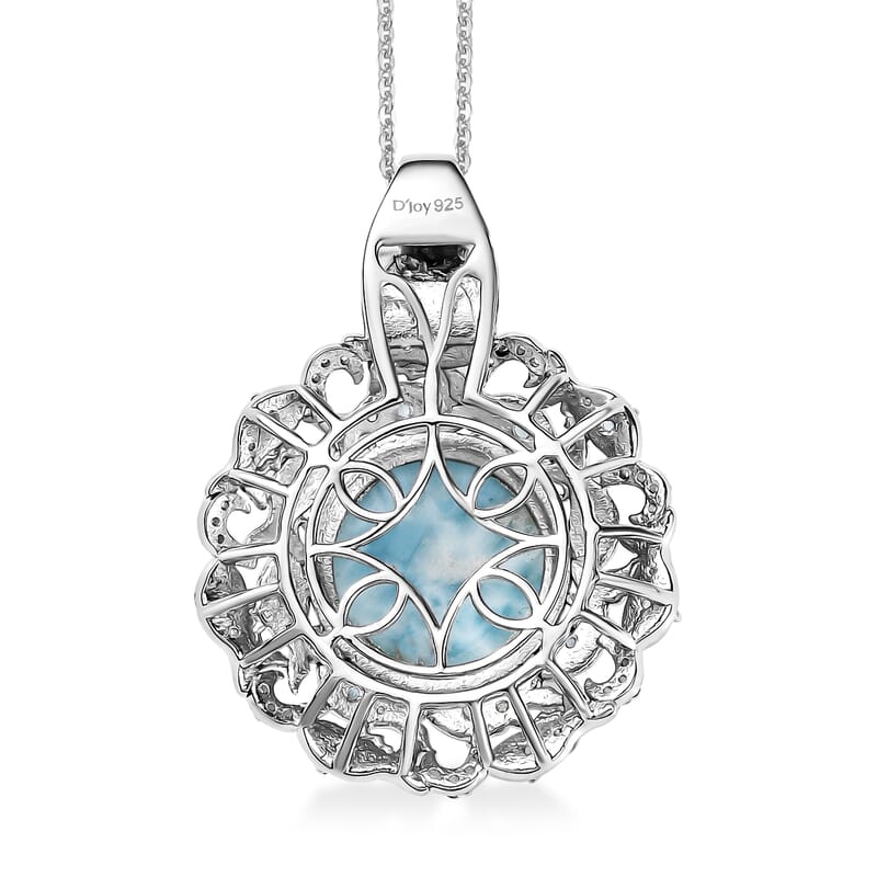 Larimar and Multi Gemstone 13.00 ctw Fish Pendant Necklace in Rhodium Over Sterling Silver 20 Inches