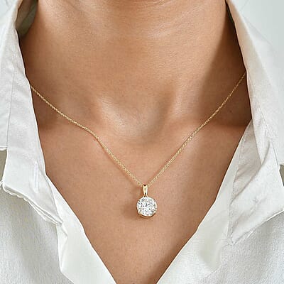Luxuriant Lab Grown Diamond E-F VS 4.00 ctw Pendant Necklace in 14K Yellow Gold 20 Inches