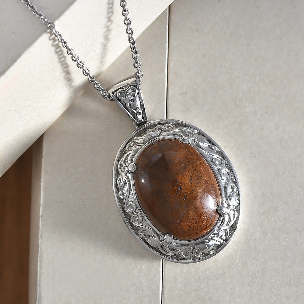 Aqua Nueva Moss 16.25 ctw Pendant Necklace in Stainless Steel 20 Inches image number 1