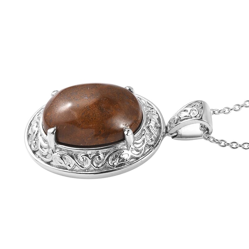 Aqua Nueva Moss 16.25 ctw Pendant Necklace in Stainless Steel 20 Inches