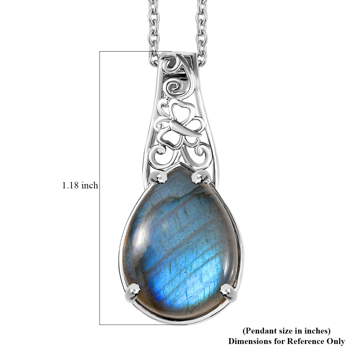 Ever True Malagasy Labradorite 9.40 ctw Pendant in Platinum Bond with Stainless Steel Necklace 20 Inches  image number 6