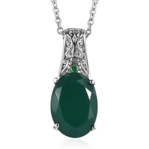 Verde Onyx 5.40 ctw Pendant Necklace in Stainless Steel 20 Inches