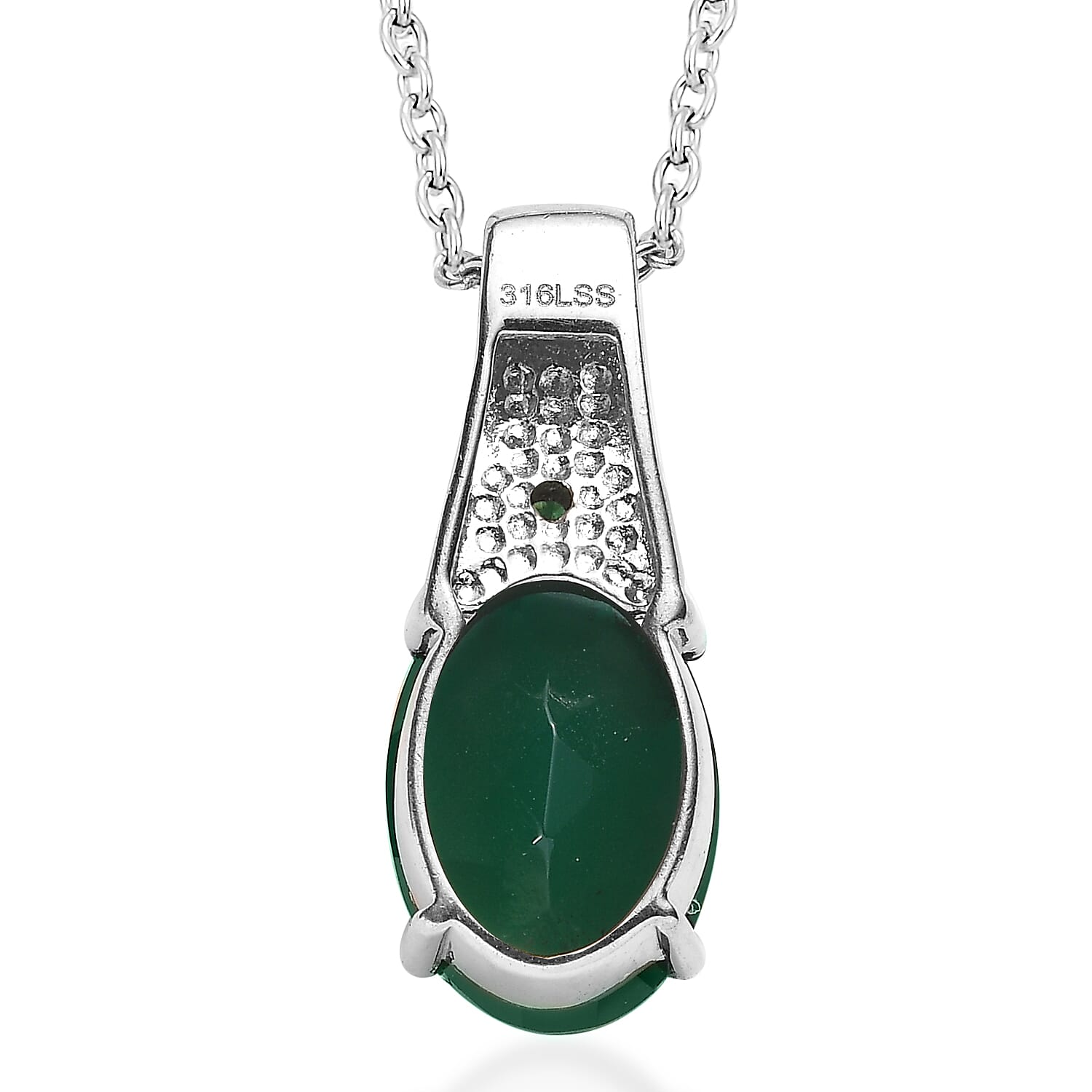 Verde Onyx 5.40 ctw Pendant Necklace in Stainless Steel 20 Inches