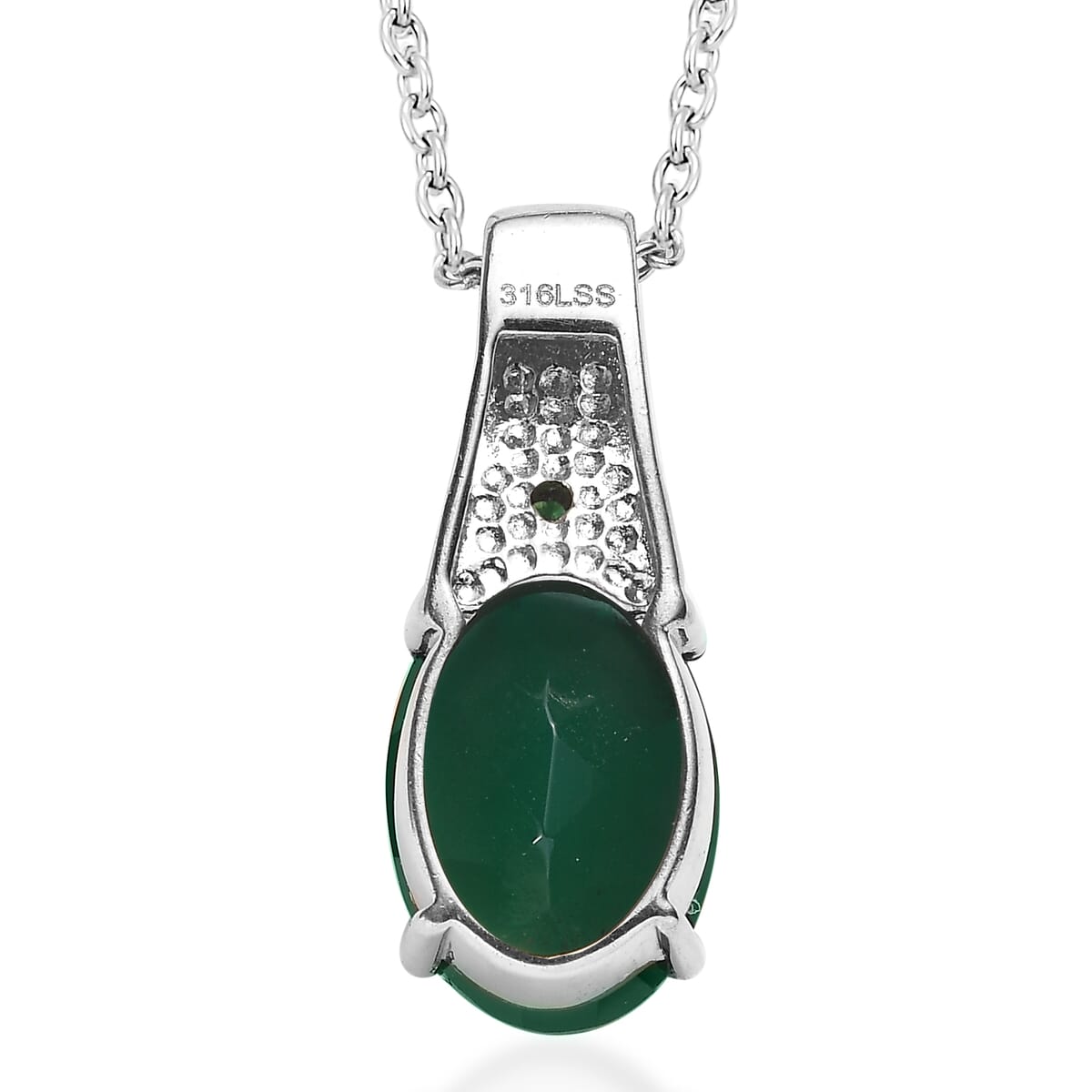 Verde Onyx 5.40 ctw Pendant Necklace in Stainless Steel 20 Inches image number 4