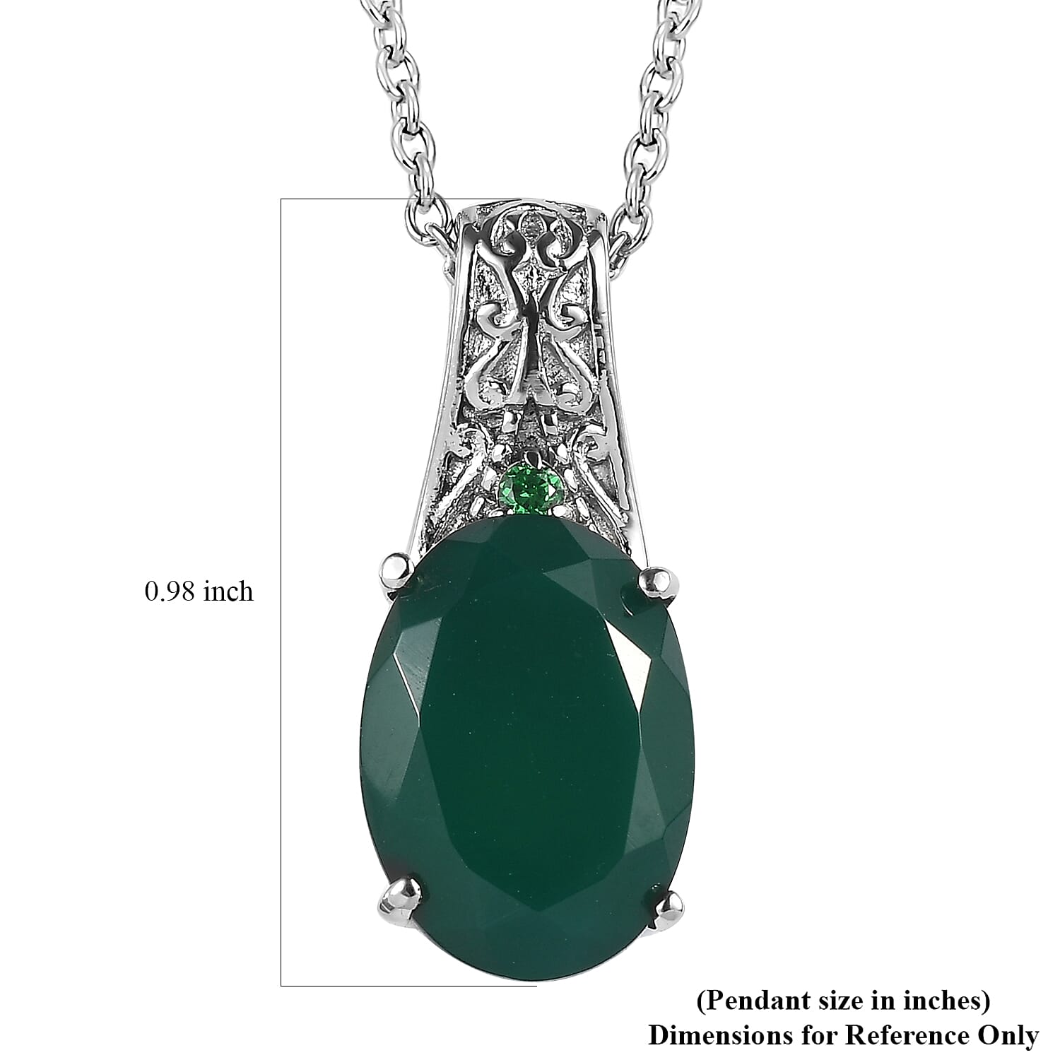 Verde Onyx 5.40 ctw Pendant Necklace in Stainless Steel 20 Inches